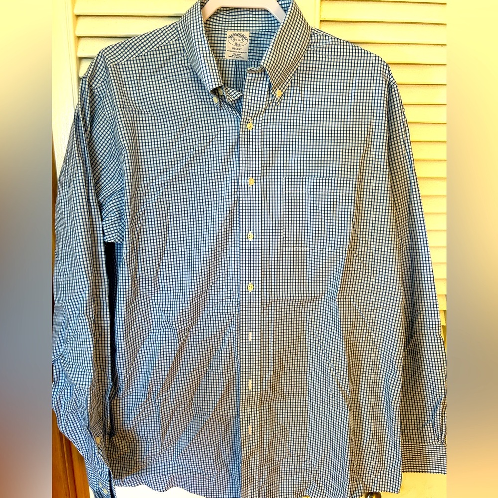Brooks Brothers Regent Fit blue check button down shirt